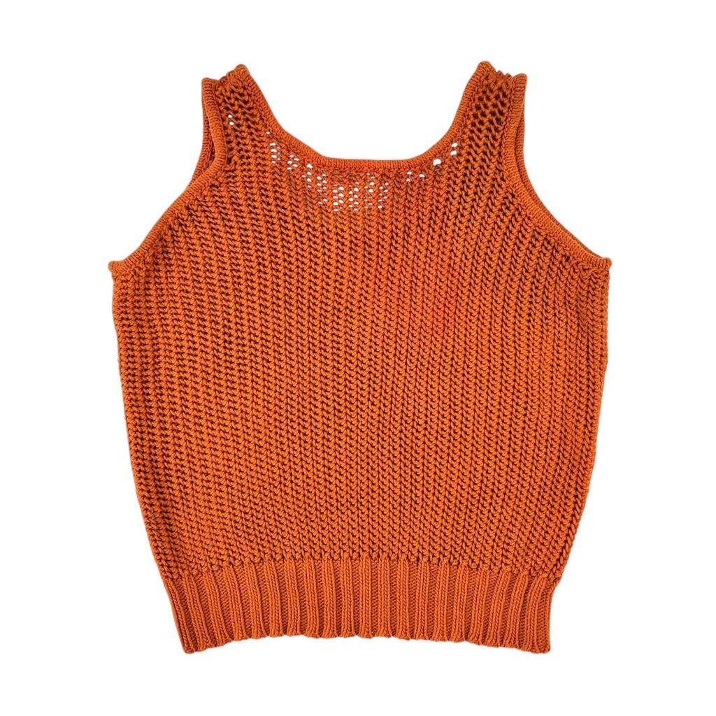 Misha & Puff Net Tank - Brown Orange Sleeveless Mesh Knit Pima Cotton Tank Top — image 2 of 8
